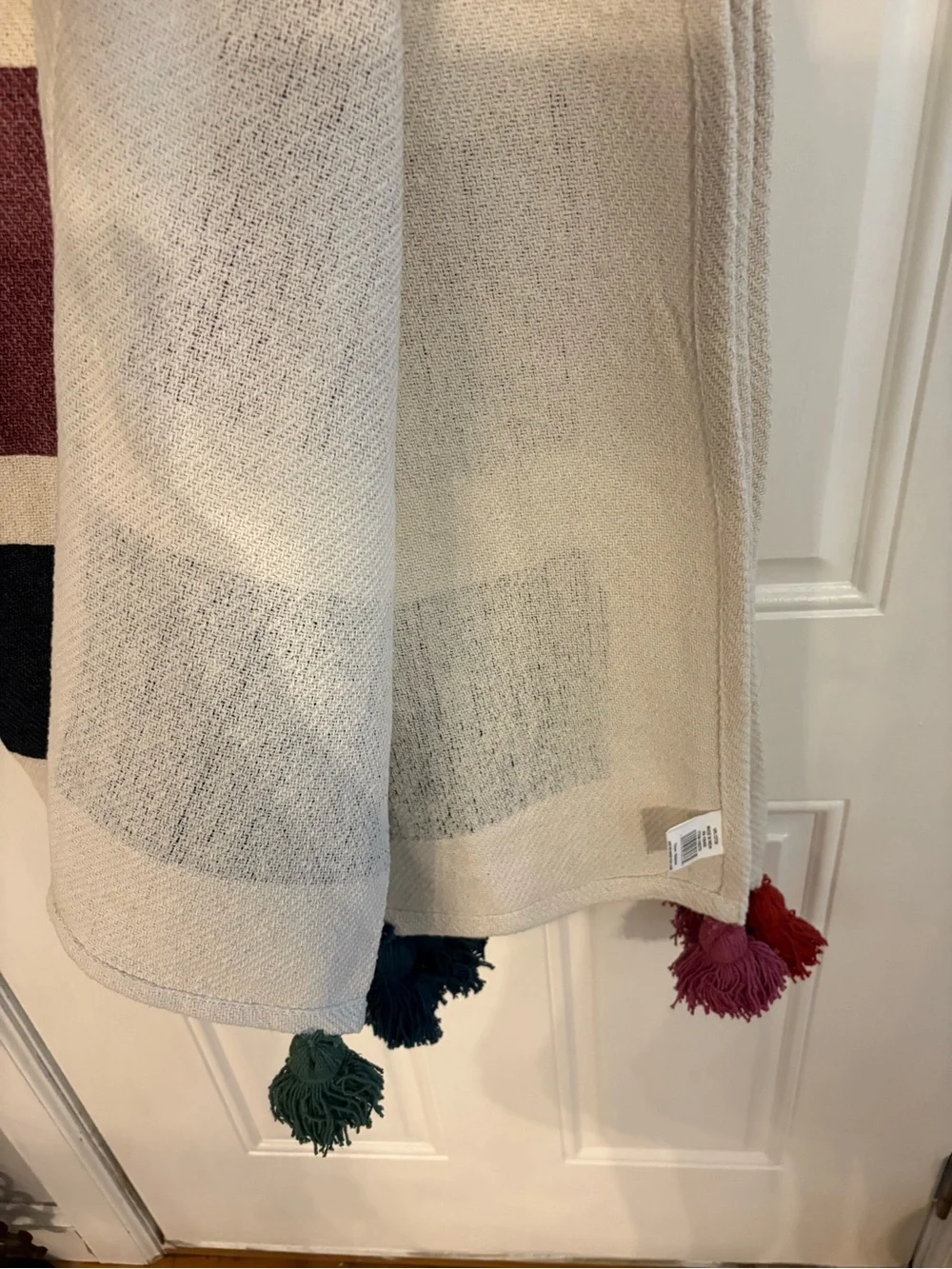Striped Multicolor Throw Blanket - White, Rust, Mustard, Teal, Navy